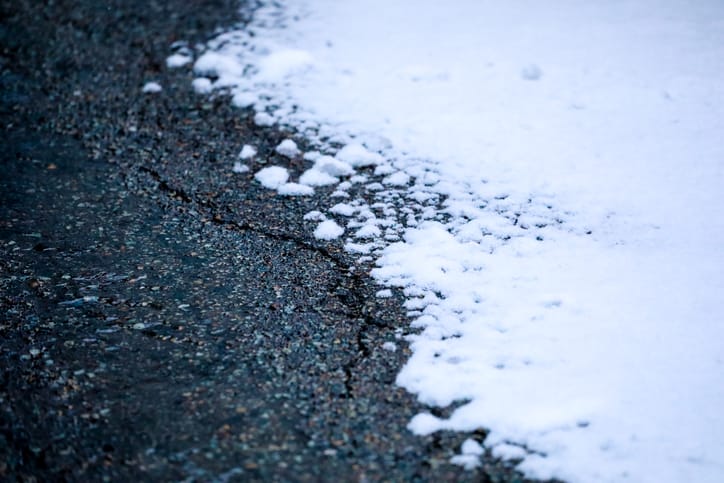 melting of snow on the road