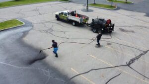 Sealer being sprayed