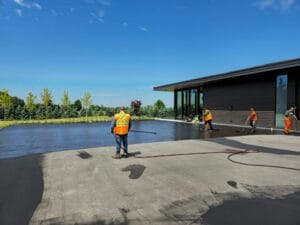 Sealer is sprayed by hand
